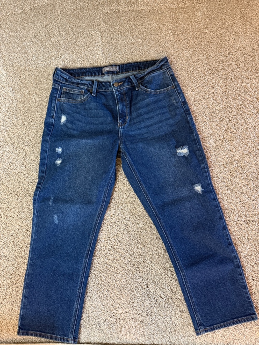 Just USA Dark Blue Distressed Boyfriend Jeans